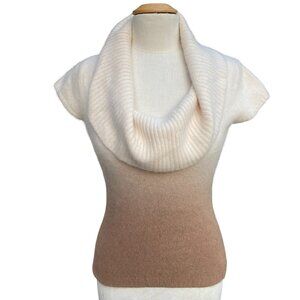 Vintage Bebe Angora Y2K Ombre Cowl Cap Sleeve Sweater Sz S Brown Cream Fitted